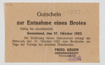 Vorschaubild von Notgeld / Gutschein für 1 Brot (Friedrich Krupp Germaniawerft Kiel)