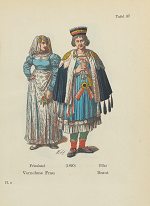 Vorschaubild von Lithografie "Vornehme Dame aus Friesland und Föhringer Braut in Hochzeitstracht"
